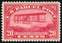 20&cent; Parcel Post stamp depicting &ldquo;Aeroplane Carrying Mail&rdquo;
Image: Siegel Auction Galleries