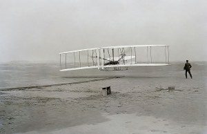 Historic photograph of Orville and Wilbur Wright&rsquo;s first flight at Kitty Hawk, N.C., on 17 December 1903
