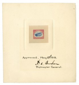 Die proof in issued colors approved by PMG Burleson
Image: Smithsonian National Postal Museum